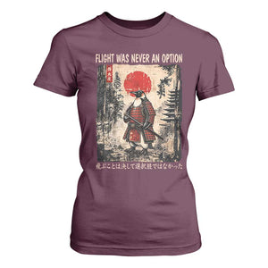 Flight was Never an Option Samurai Penguin Japanese T Shirt For Women Vintage Graphic Ukiyo-e Art Funny TS14 Maroon Print Your Wear