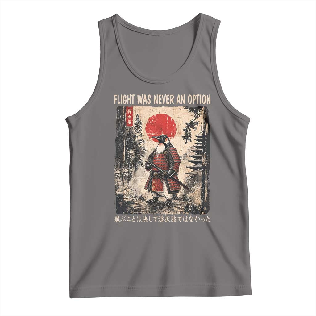 Flight was Never an Option Samurai Penguin Japanese Tank Top Vintage Graphic Ukiyo-e Art Funny TS14 Deep Heather Print Your Wear