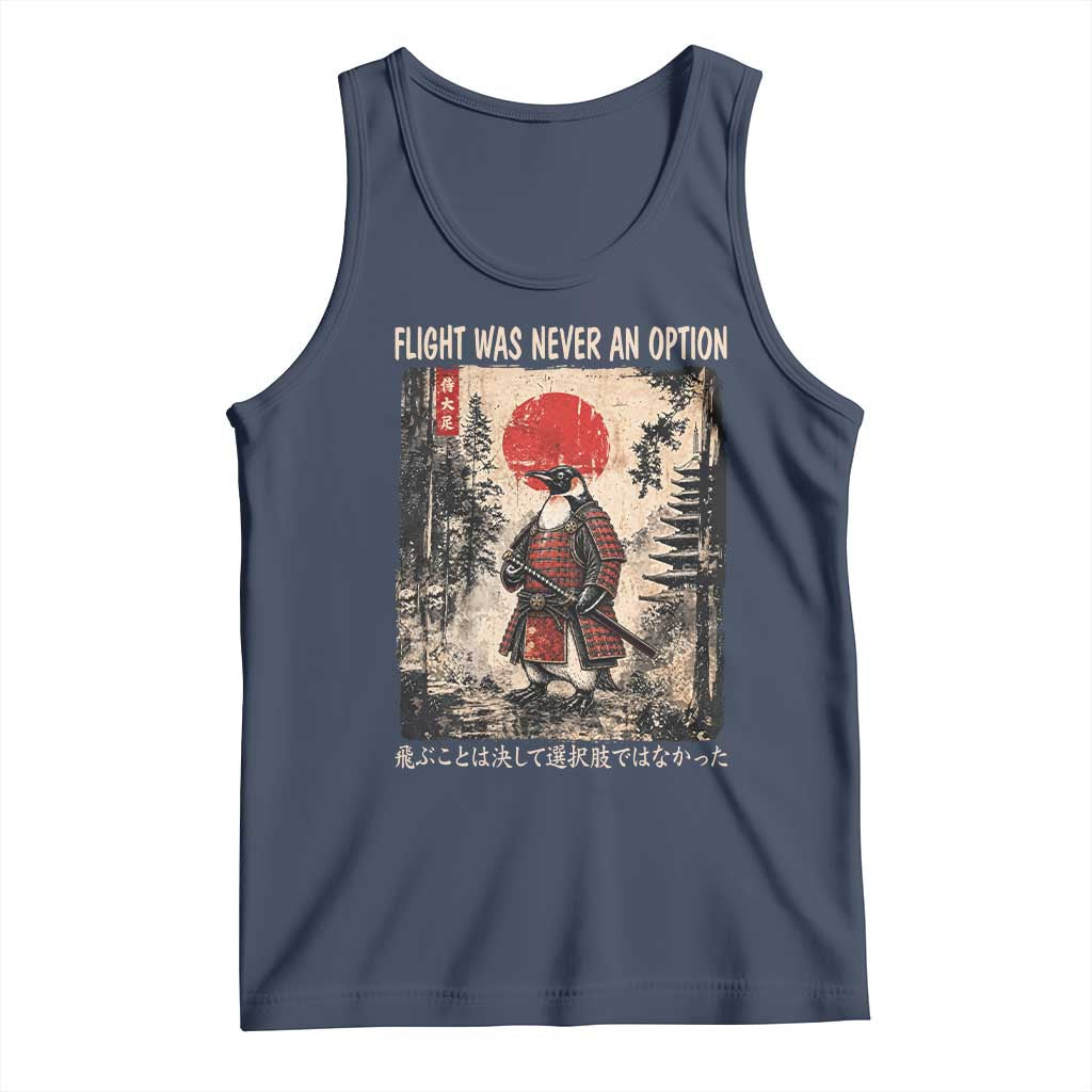 Flight was Never an Option Samurai Penguin Japanese Tank Top Vintage Graphic Ukiyo-e Art Funny TS14 Navy Print Your Wear