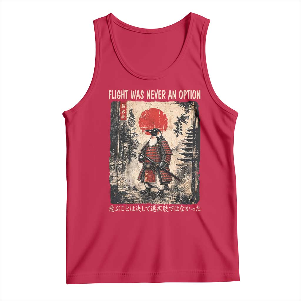 Flight was Never an Option Samurai Penguin Japanese Tank Top Vintage Graphic Ukiyo-e Art Funny TS14 Red Print Your Wear