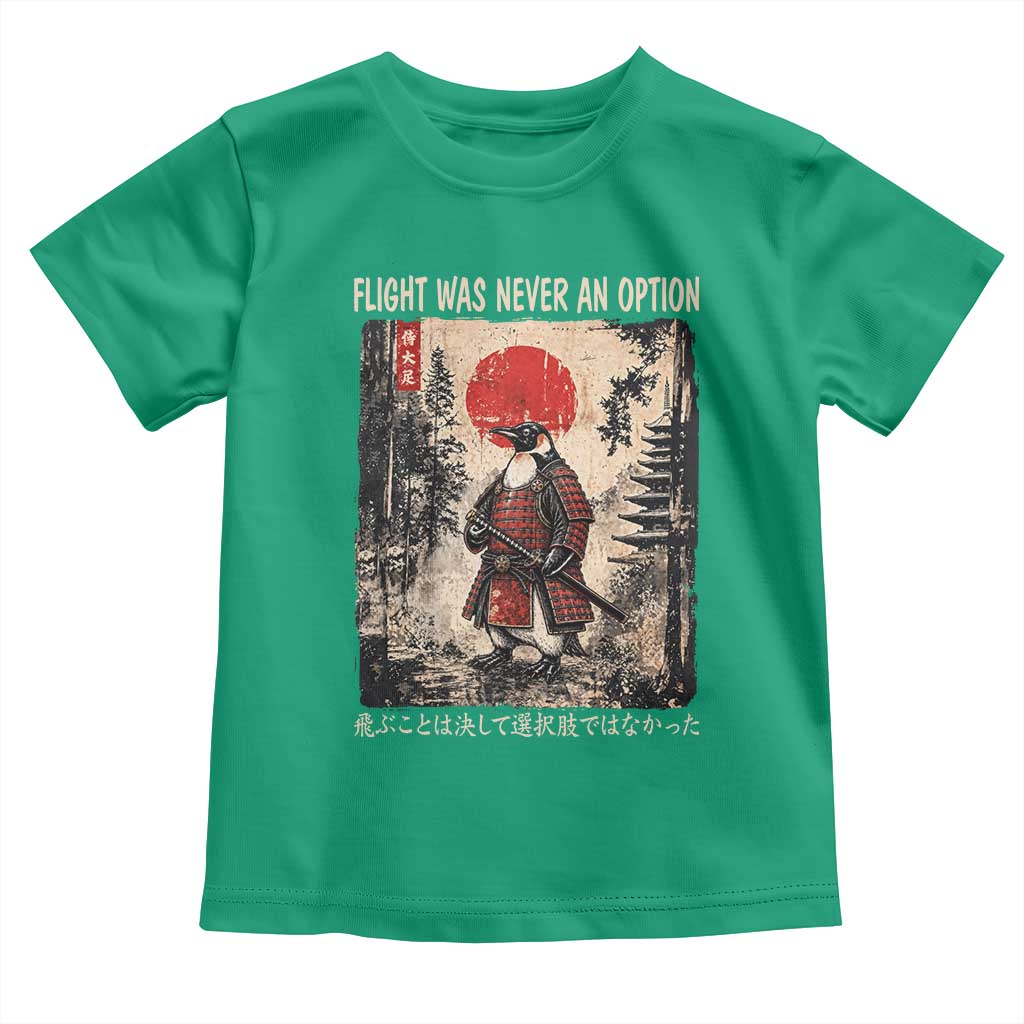 Flight was Never an Option Samurai Penguin Japanese Toddler T Shirt Vintage Graphic Ukiyo-e Art Funny TS14 Irish Green Print Your Wear