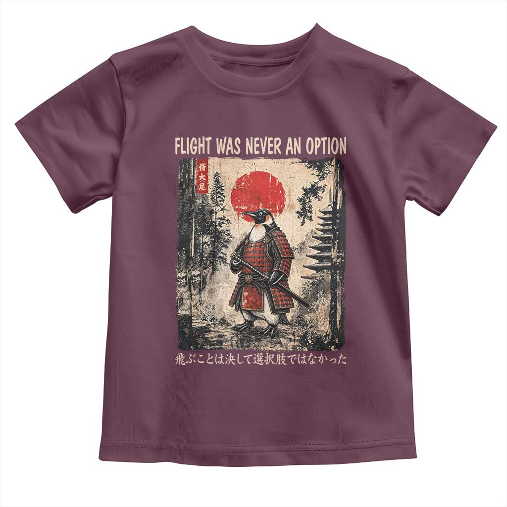 Flight was Never an Option Samurai Penguin Japanese Toddler T Shirt Vintage Graphic Ukiyo-e Art Funny TS14 Maroon Print Your Wear