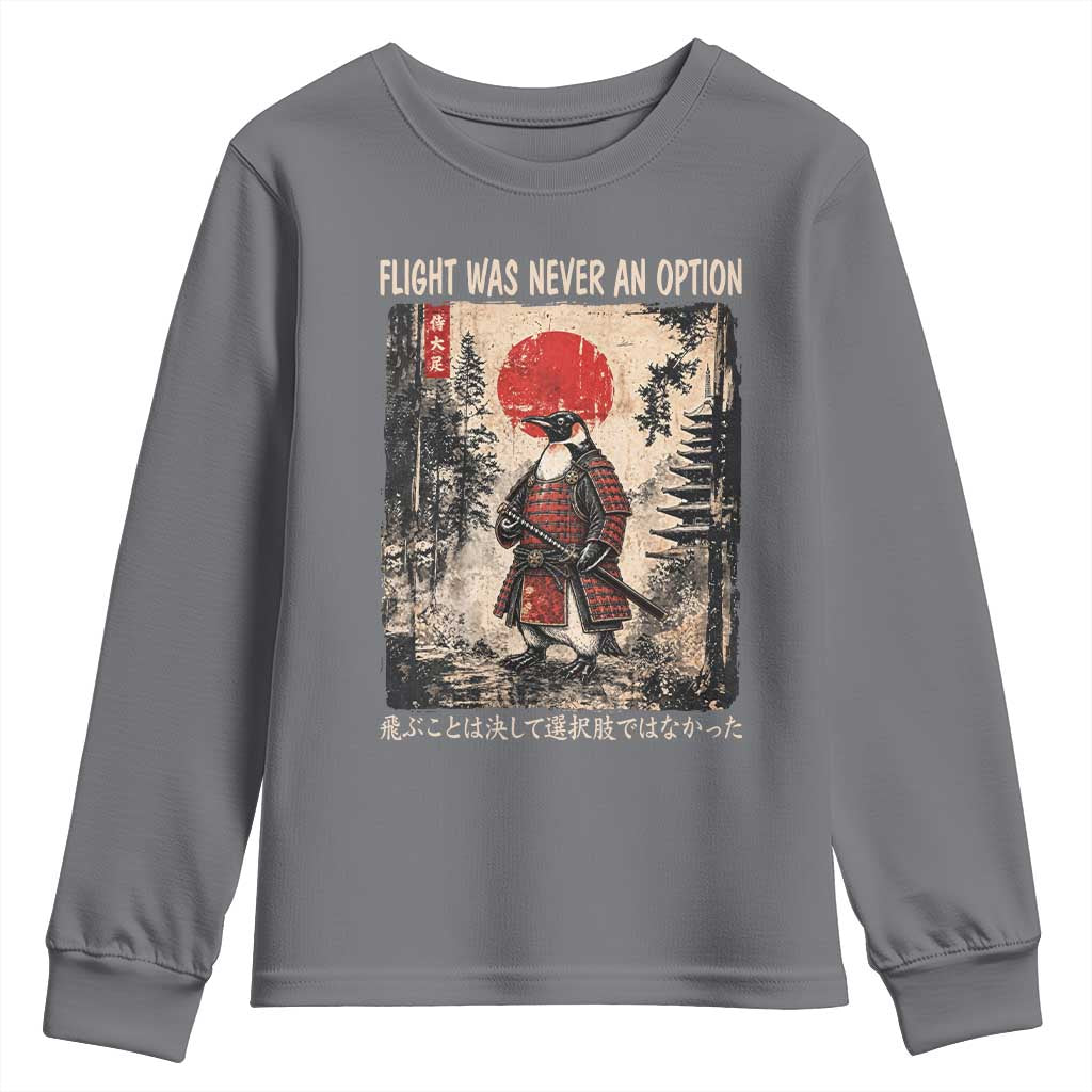 Flight was Never an Option Samurai Penguin Japanese Youth Sweatshirt Vintage Graphic Ukiyo-e Art Funny TS14 Charcoal Print Your Wear