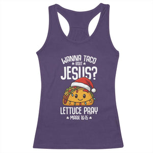 Funny Taco Christmas Racerback Tank Top Wanna Taco Bout Jesus Lettuce Pray Mark 16:15 TS14 Purple Print Your Wear