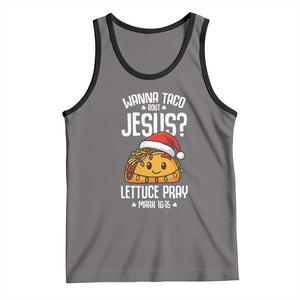 Funny Taco Christmas Tank Top Wanna Taco Bout Jesus Lettuce Pray Mark 16:15 TS14 Deep Heather Black Print Your Wear