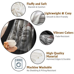 Funny Bigfoot Selfie Christmas Throw Blanket Santa Reindeer Sasquatch Xmas TS14 Print Your Wear