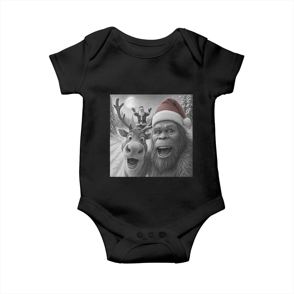 Funny Bigfoot Selfie Christmas Baby Onesie Santa Reindeer Sasquatch Xmas TS14 Black Print Your Wear