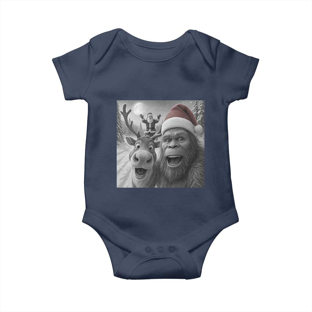 Funny Bigfoot Selfie Christmas Baby Onesie Santa Reindeer Sasquatch Xmas TS14 Navy Print Your Wear