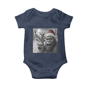 Funny Bigfoot Selfie Christmas Baby Onesie Santa Reindeer Sasquatch Xmas TS14 Navy Print Your Wear