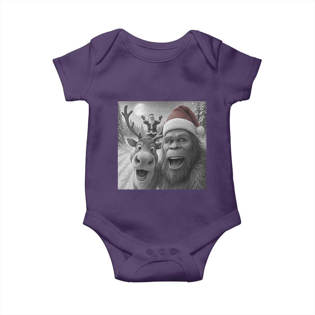 Funny Bigfoot Selfie Christmas Baby Onesie Santa Reindeer Sasquatch Xmas TS14 Purple Print Your Wear