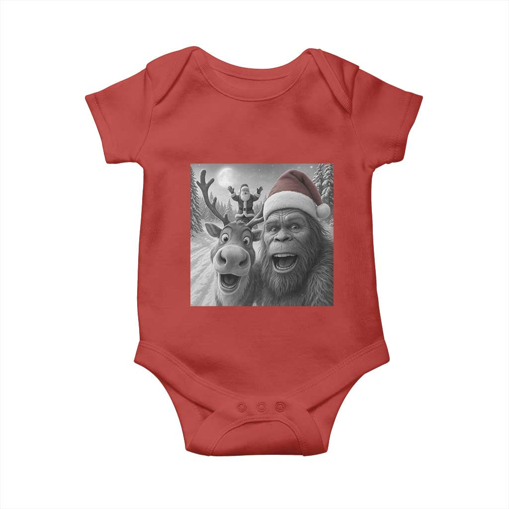 Funny Bigfoot Selfie Christmas Baby Onesie Santa Reindeer Sasquatch Xmas TS14 Red Print Your Wear