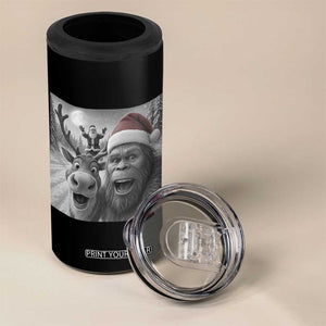 Funny Bigfoot Selfie Christmas 4 in 1 Can Cooler Tumbler Santa Reindeer Sasquatch Xmas TS14 Print Your Wear