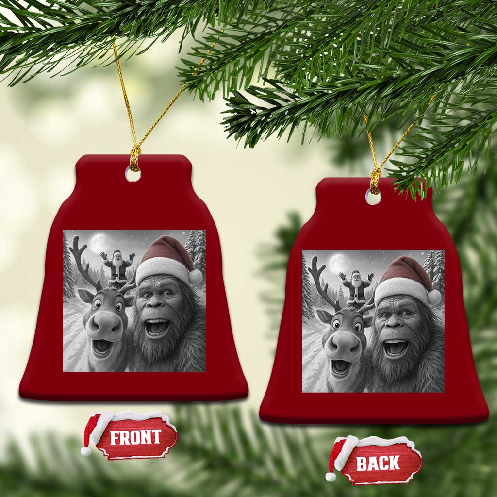 Funny Bigfoot Selfie Xmas Ceramic Ornament Santa Reindeer Sasquatch Xmas TS14 Print Your Wear