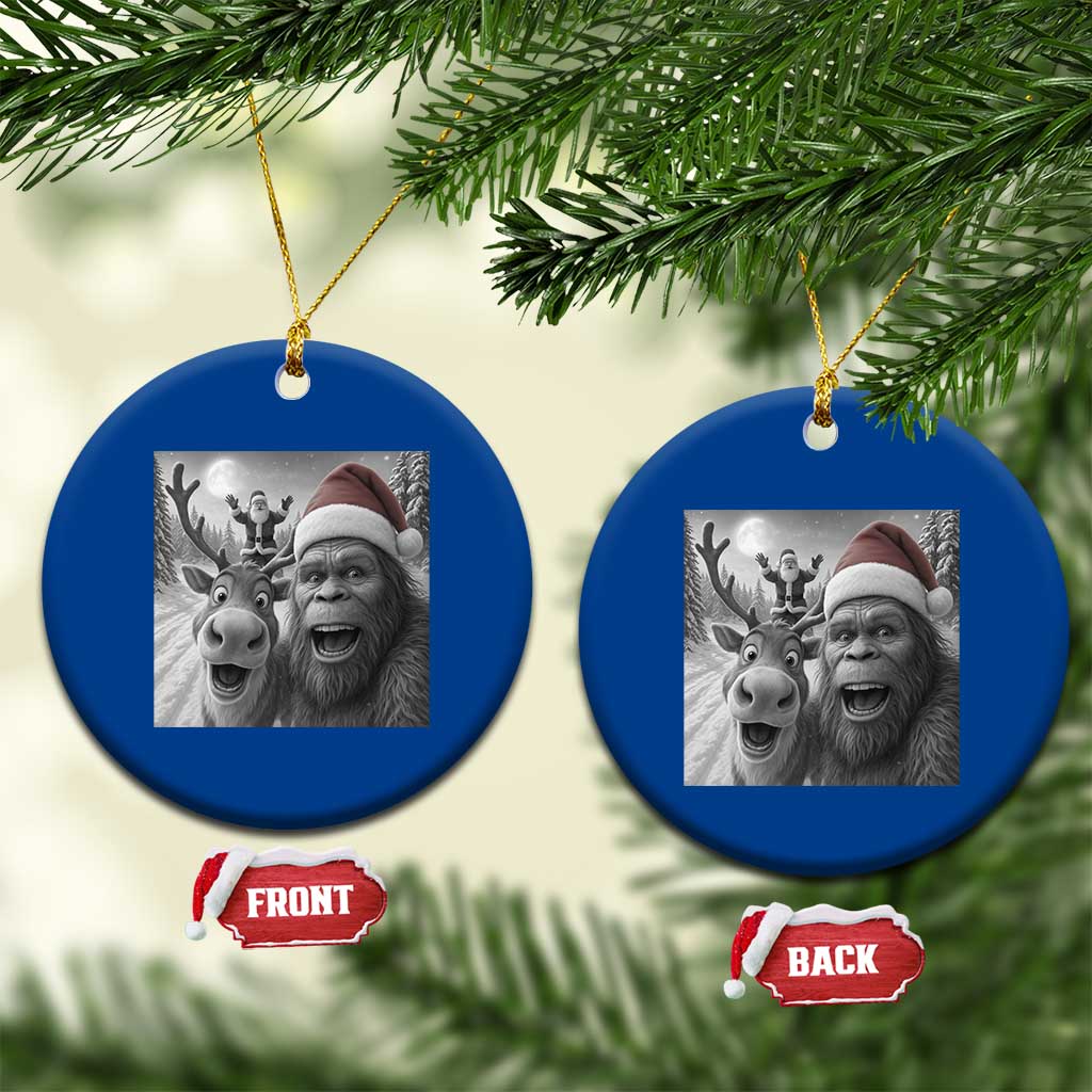 Funny Bigfoot Selfie Xmas Ceramic Ornament Santa Reindeer Sasquatch Xmas TS14 1pc Blue Print Your Wear