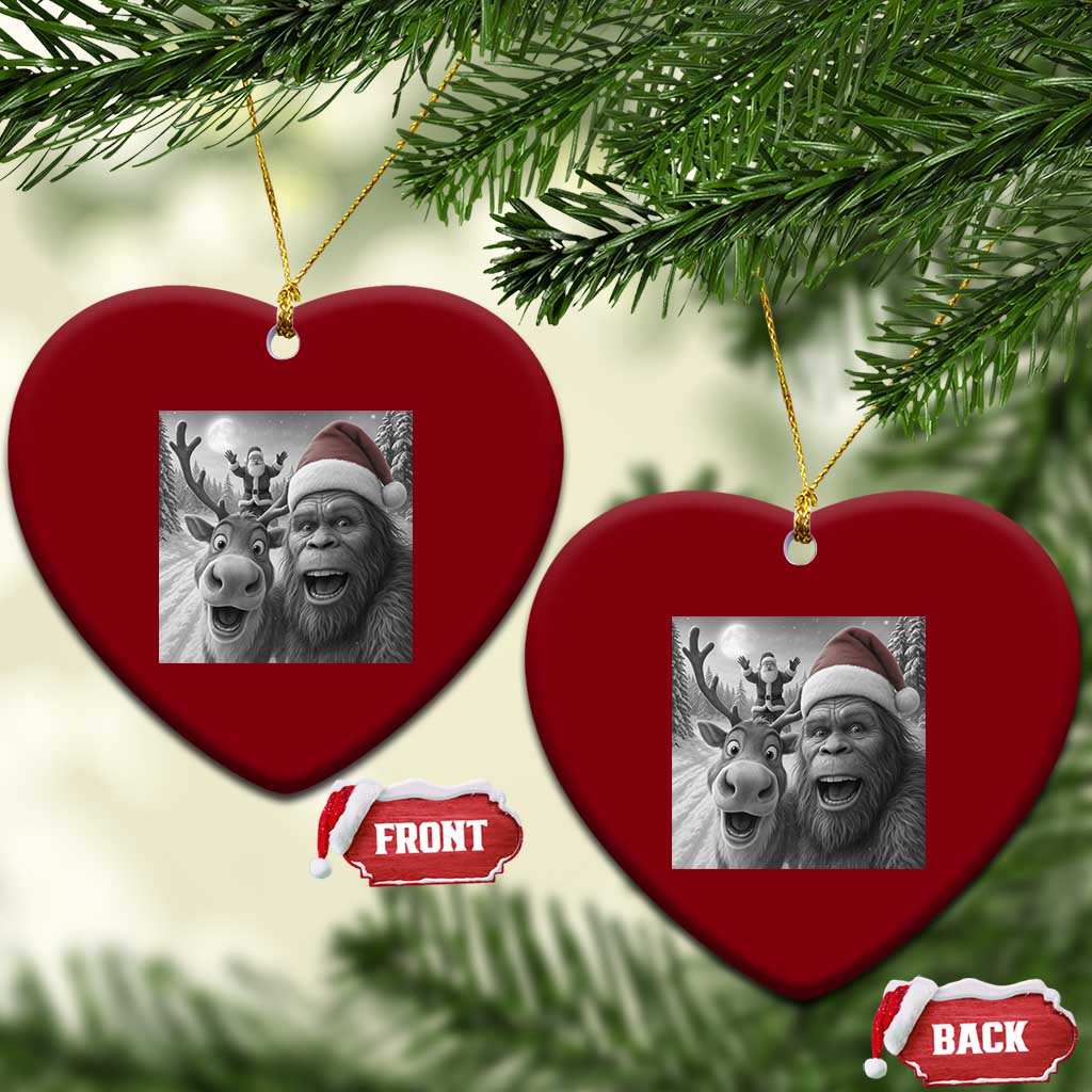 Funny Bigfoot Selfie Xmas Ceramic Ornament Santa Reindeer Sasquatch Xmas TS14 Print Your Wear