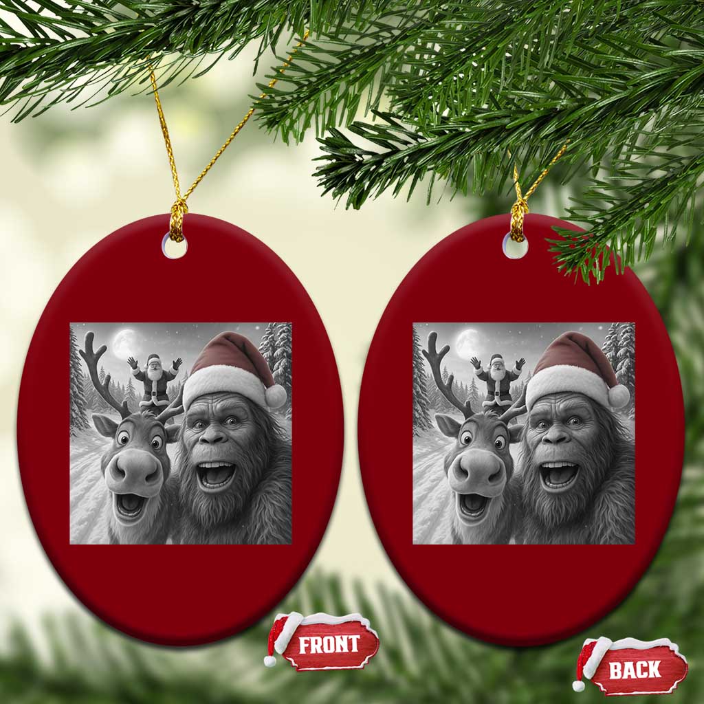 Funny Bigfoot Selfie Xmas Ceramic Ornament Santa Reindeer Sasquatch Xmas TS14 Print Your Wear