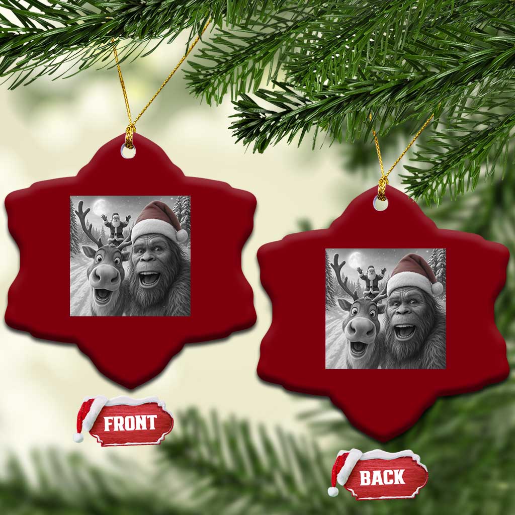 Funny Bigfoot Selfie Xmas Ceramic Ornament Santa Reindeer Sasquatch Xmas TS14 Print Your Wear