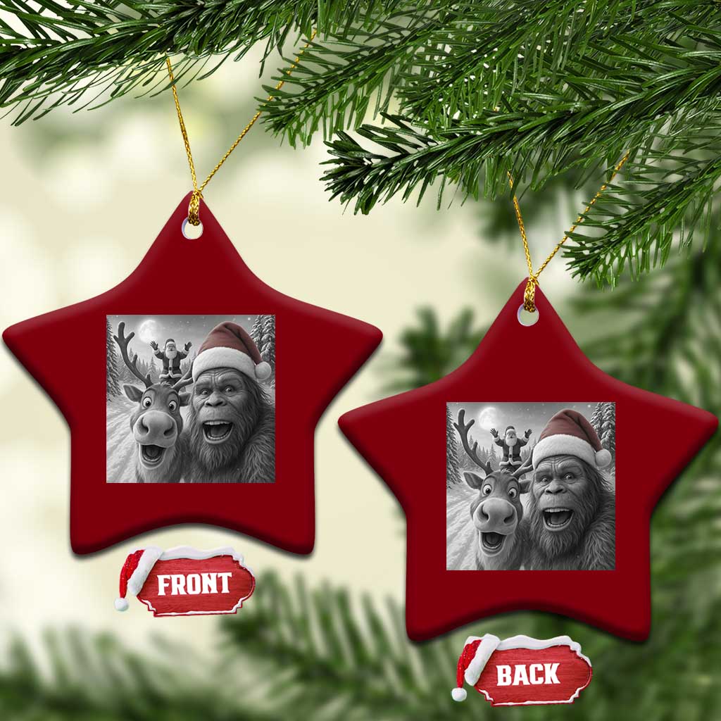 Funny Bigfoot Selfie Xmas Ceramic Ornament Santa Reindeer Sasquatch Xmas TS14 Print Your Wear