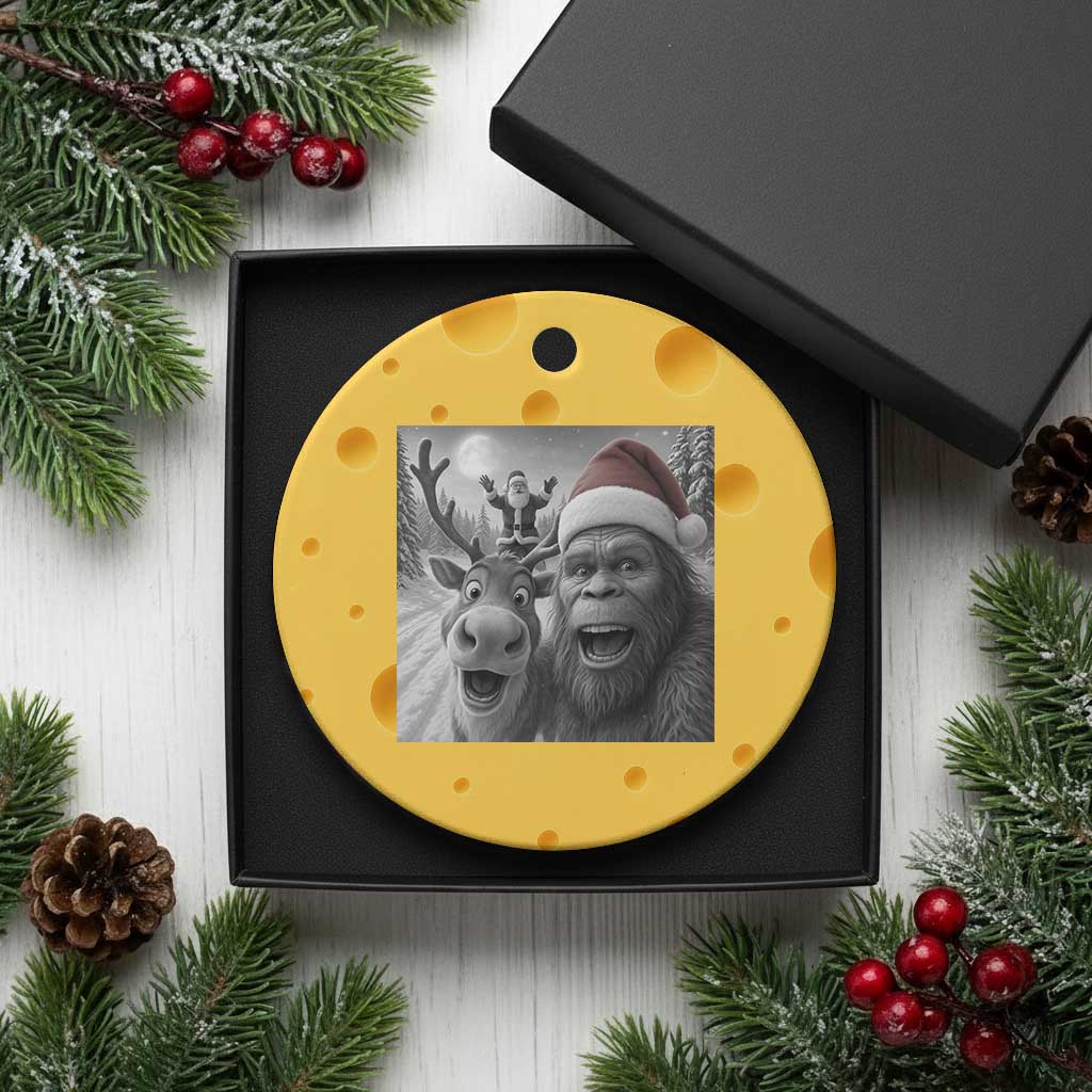 Funny Bigfoot Selfie Xmas Ceramic Ornament Santa Reindeer Sasquatch Xmas TS14 1pc Yellow Cheese Print Your Wear