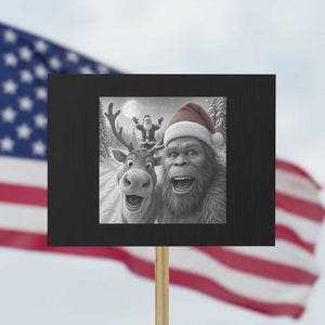 Funny Bigfoot Selfie Christmas Protest Sign Santa Reindeer Sasquatch Xmas TS14 Horizontal 18" × 24" Black Print Your Wear