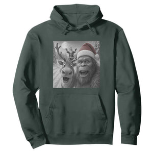 Funny Bigfoot Selfie Christmas Hoodie Santa Reindeer Sasquatch Xmas TS14 Dark Forest Green Print Your Wear