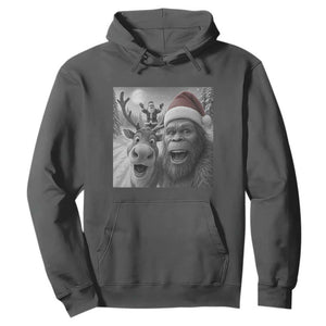 Funny Bigfoot Selfie Christmas Hoodie Santa Reindeer Sasquatch Xmas TS14 Dark Heather Print Your Wear