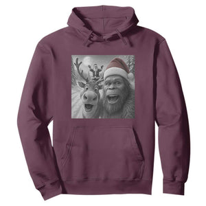 Funny Bigfoot Selfie Christmas Hoodie Santa Reindeer Sasquatch Xmas TS14 Maroon Print Your Wear