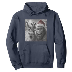 Funny Bigfoot Selfie Christmas Hoodie Santa Reindeer Sasquatch Xmas TS14 Navy Print Your Wear