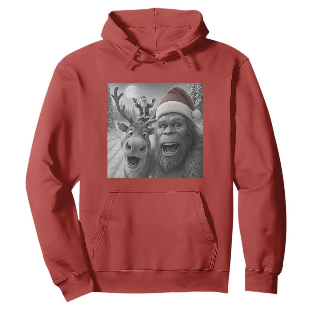 Funny Bigfoot Selfie Christmas Hoodie Santa Reindeer Sasquatch Xmas TS14 Red Print Your Wear