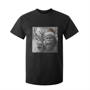 Funny Bigfoot Selfie Christmas T Shirt For Kid Santa Reindeer Sasquatch Xmas TS14 Black Print Your Wear