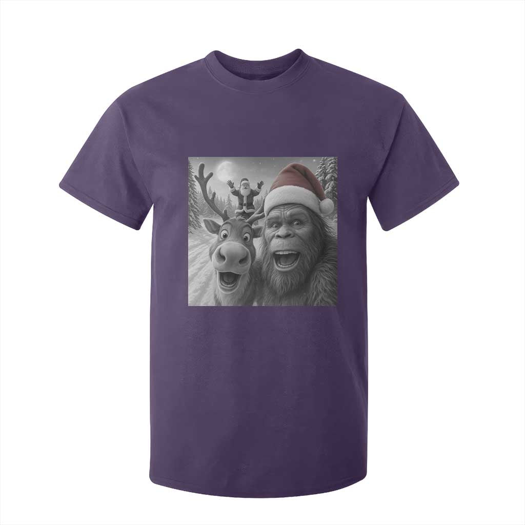 Funny Bigfoot Selfie Christmas T Shirt For Kid Santa Reindeer Sasquatch Xmas TS14 Purple Print Your Wear