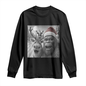 Funny Bigfoot Selfie Christmas Long Sleeve Shirt Santa Reindeer Sasquatch Xmas TS14 Black Print Your Wear