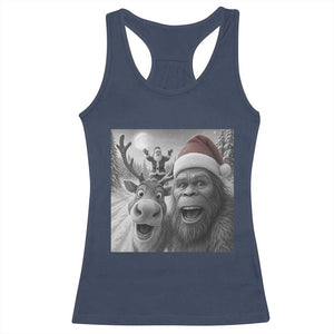 Funny Bigfoot Selfie Christmas Racerback Tank Top Santa Reindeer Sasquatch Xmas TS14 Navy Print Your Wear