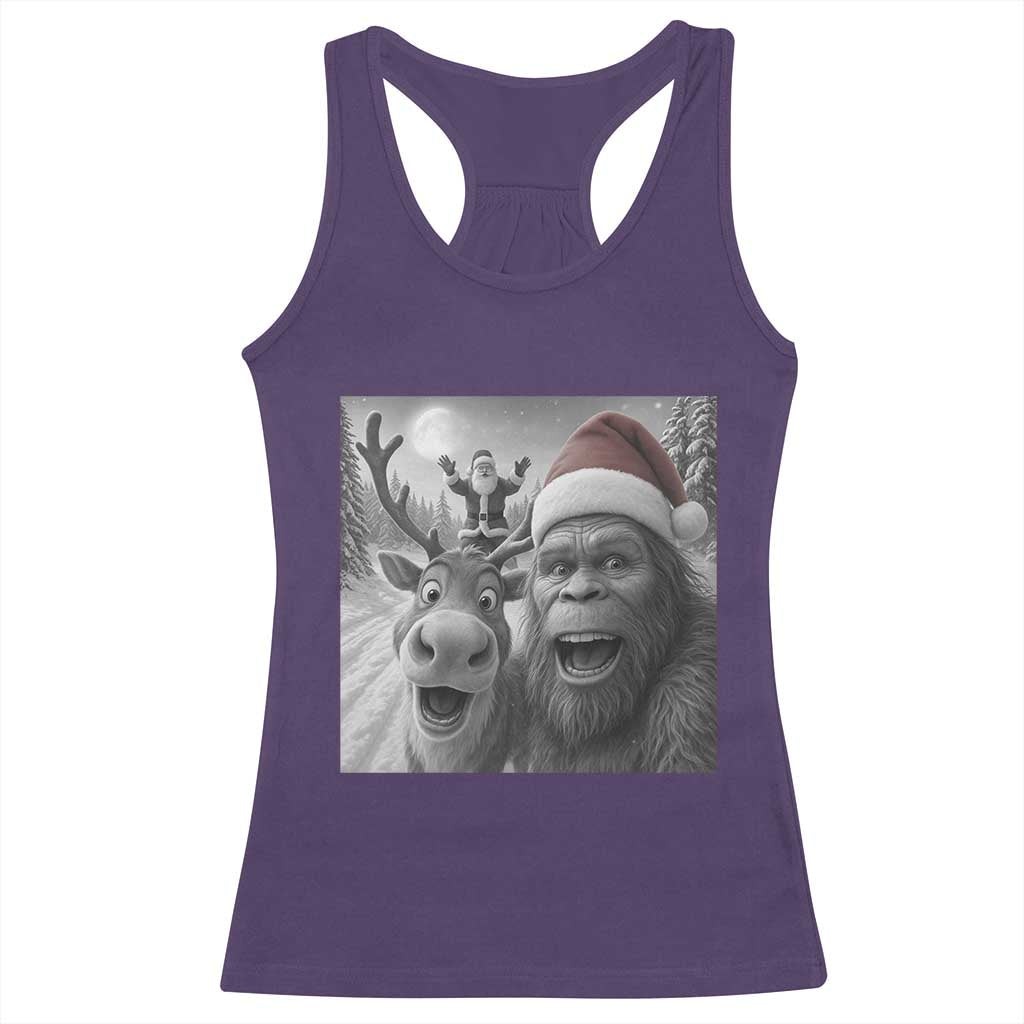 Funny Bigfoot Selfie Christmas Racerback Tank Top Santa Reindeer Sasquatch Xmas TS14 Purple Print Your Wear