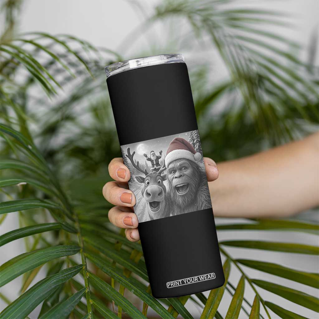 Funny Bigfoot Selfie Christmas Skinny Tumbler Santa Reindeer Sasquatch Xmas TS14 Print Your Wear