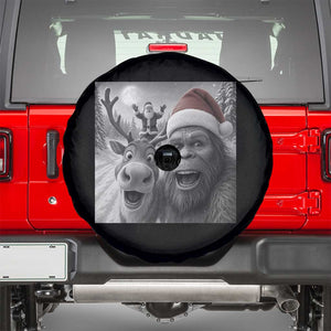 Funny Bigfoot Selfie Christmas Spare Tire Cover Santa Reindeer Sasquatch Xmas TS14 Black Print Your Wear