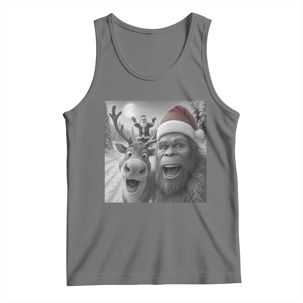Funny Bigfoot Selfie Christmas Tank Top Santa Reindeer Sasquatch Xmas TS14 Black Heather Print Your Wear