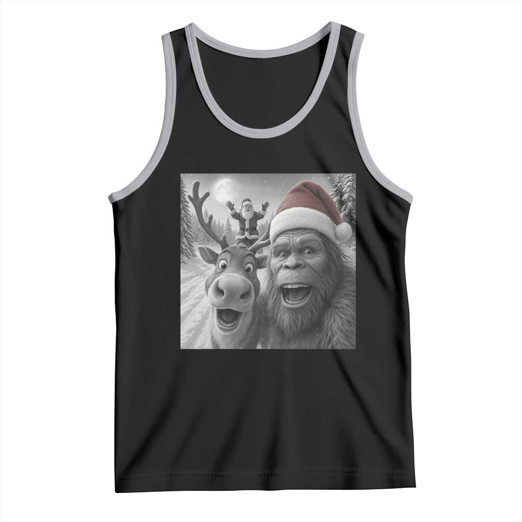 Funny Bigfoot Selfie Christmas Tank Top Santa Reindeer Sasquatch Xmas TS14 Black Athletic Heather Print Your Wear