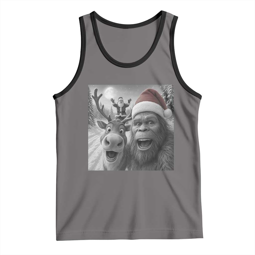 Funny Bigfoot Selfie Christmas Tank Top Santa Reindeer Sasquatch Xmas TS14 Deep Heather Black Print Your Wear