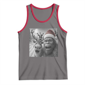Funny Bigfoot Selfie Christmas Tank Top Santa Reindeer Sasquatch Xmas TS14 Deep Heather Red Print Your Wear
