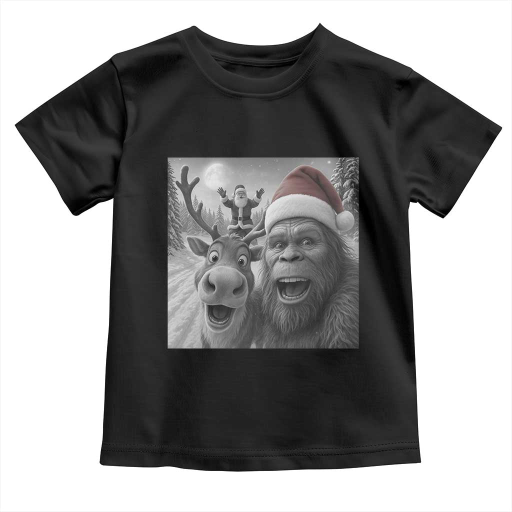 Funny Bigfoot Selfie Christmas Toddler T Shirt Santa Reindeer Sasquatch Xmas TS14 Black Print Your Wear