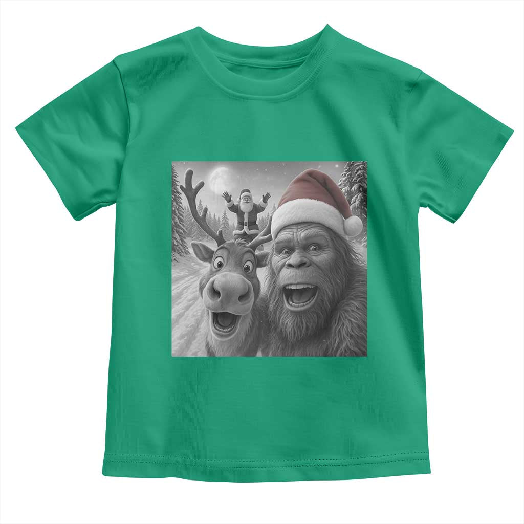 Funny Bigfoot Selfie Christmas Toddler T Shirt Santa Reindeer Sasquatch Xmas TS14 Irish Green Print Your Wear