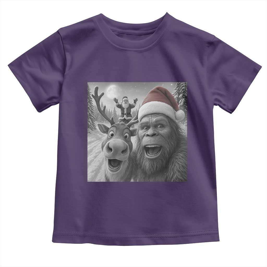 Funny Bigfoot Selfie Christmas Toddler T Shirt Santa Reindeer Sasquatch Xmas TS14 Purple Print Your Wear