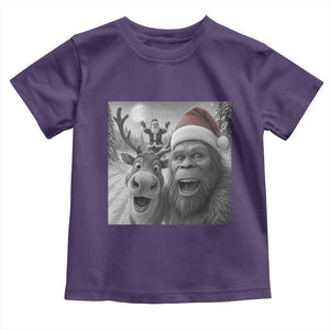 Funny Bigfoot Selfie Christmas Toddler T Shirt Santa Reindeer Sasquatch Xmas TS14 Purple Print Your Wear