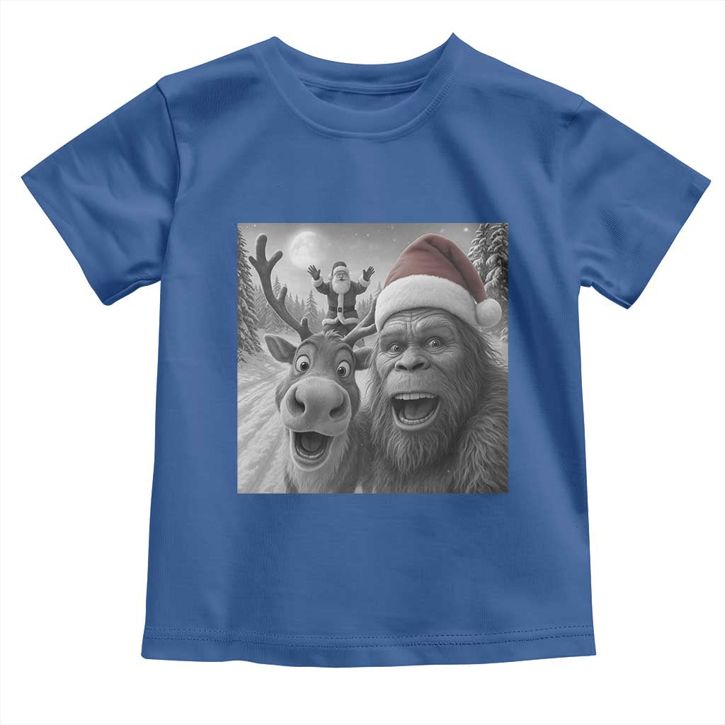 Funny Bigfoot Selfie Christmas Toddler T Shirt Santa Reindeer Sasquatch Xmas TS14 Royal Blue Print Your Wear