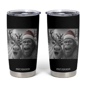 Funny Bigfoot Selfie Christmas Tumbler Cup Santa Reindeer Sasquatch Xmas TS14 Black Print Your Wear