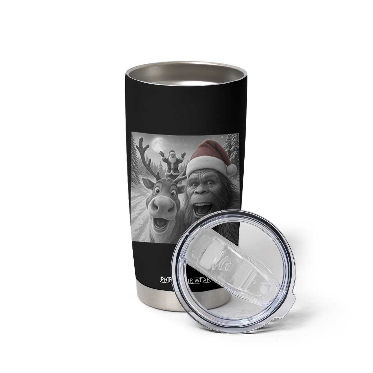 Funny Bigfoot Selfie Christmas Tumbler Cup Santa Reindeer Sasquatch Xmas TS14 Print Your Wear