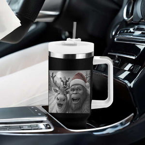 Funny Bigfoot Selfie Christmas Tumbler With Handle Santa Reindeer Sasquatch Xmas TS14 Print Your Wear