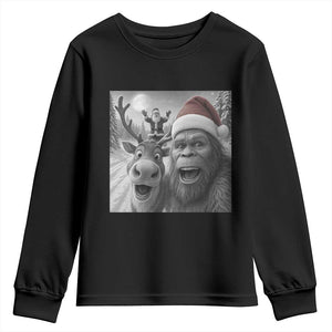 Funny Bigfoot Selfie Christmas Youth Sweatshirt Santa Reindeer Sasquatch Xmas TS14 Black Print Your Wear