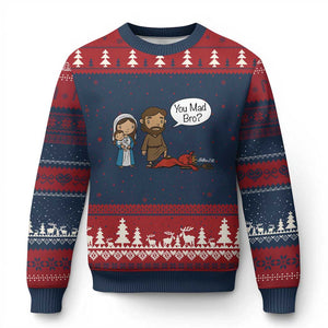 Funny Christian Ugly Christmas Sweater You Mad Bro Matthew 2:16 TS14 Navy Red Print Your Wear